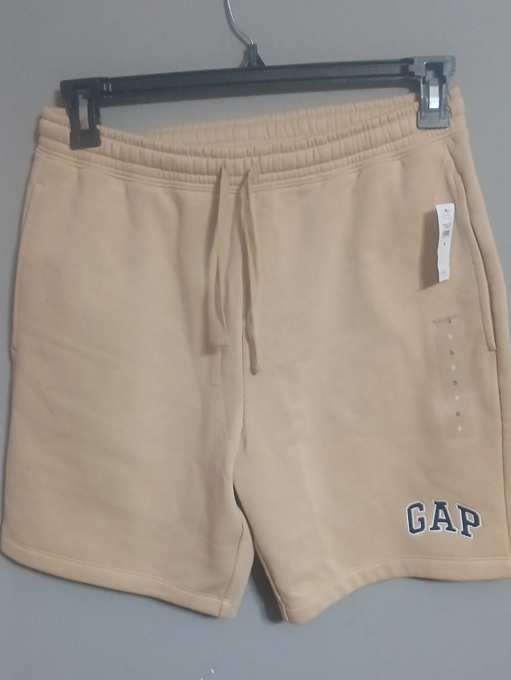 GAP Men's Tan Drawstring Athletic Shorts with Logo Patch